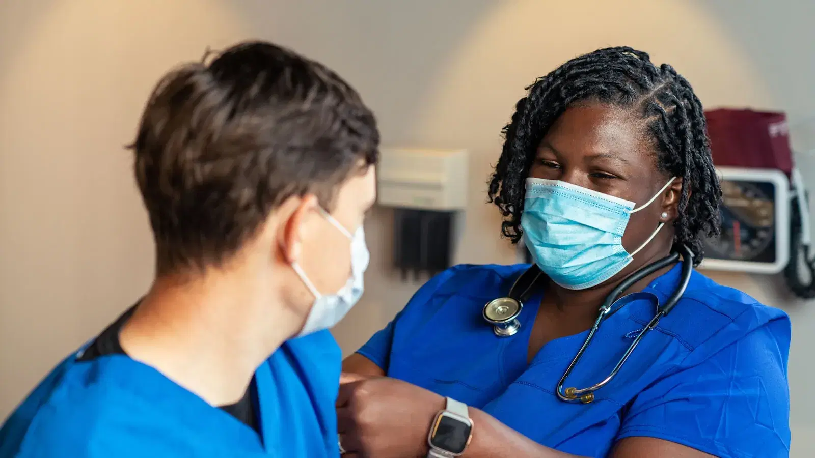 Nursing and allied health students in a clinical skills lab